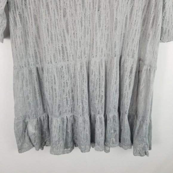 🐧Sunset Rd Sheer Ruffled Hem Button Up Tunic - Picture 5 of 8
